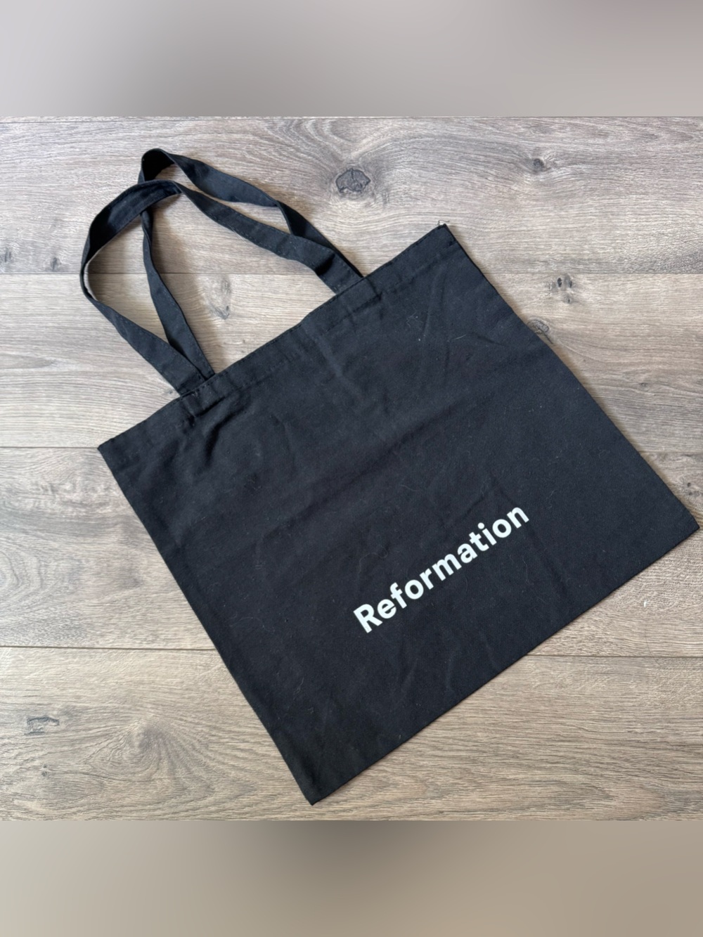 Reformation Black Canvas Tote with White Logo